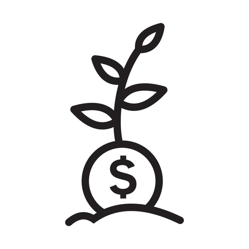 firmar dinero crecer icono símbolo vector plano signo aislado sobre fondo blanco. ilustración de vector de logotipo simple para diseño gráfico y web.