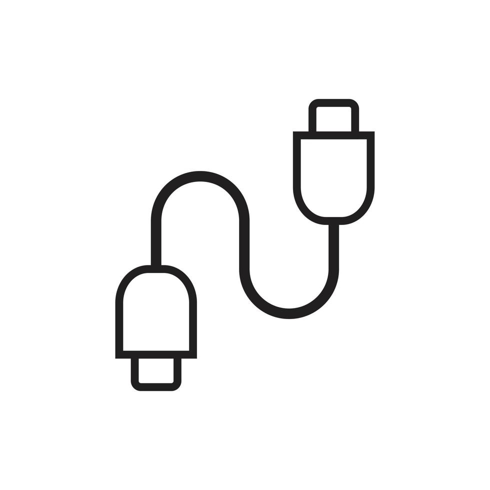 plantilla de icono de cable usb editable en color negro. ilustración de vector plano de símbolo de icono de cable usb para diseño gráfico y web.