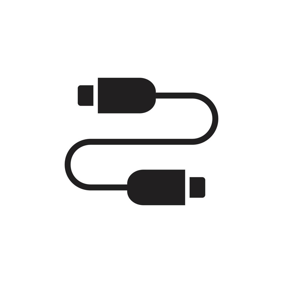 plantilla de icono de cable usb editable en color negro. ilustración de vector plano de símbolo de icono de cable usb para diseño gráfico y web.