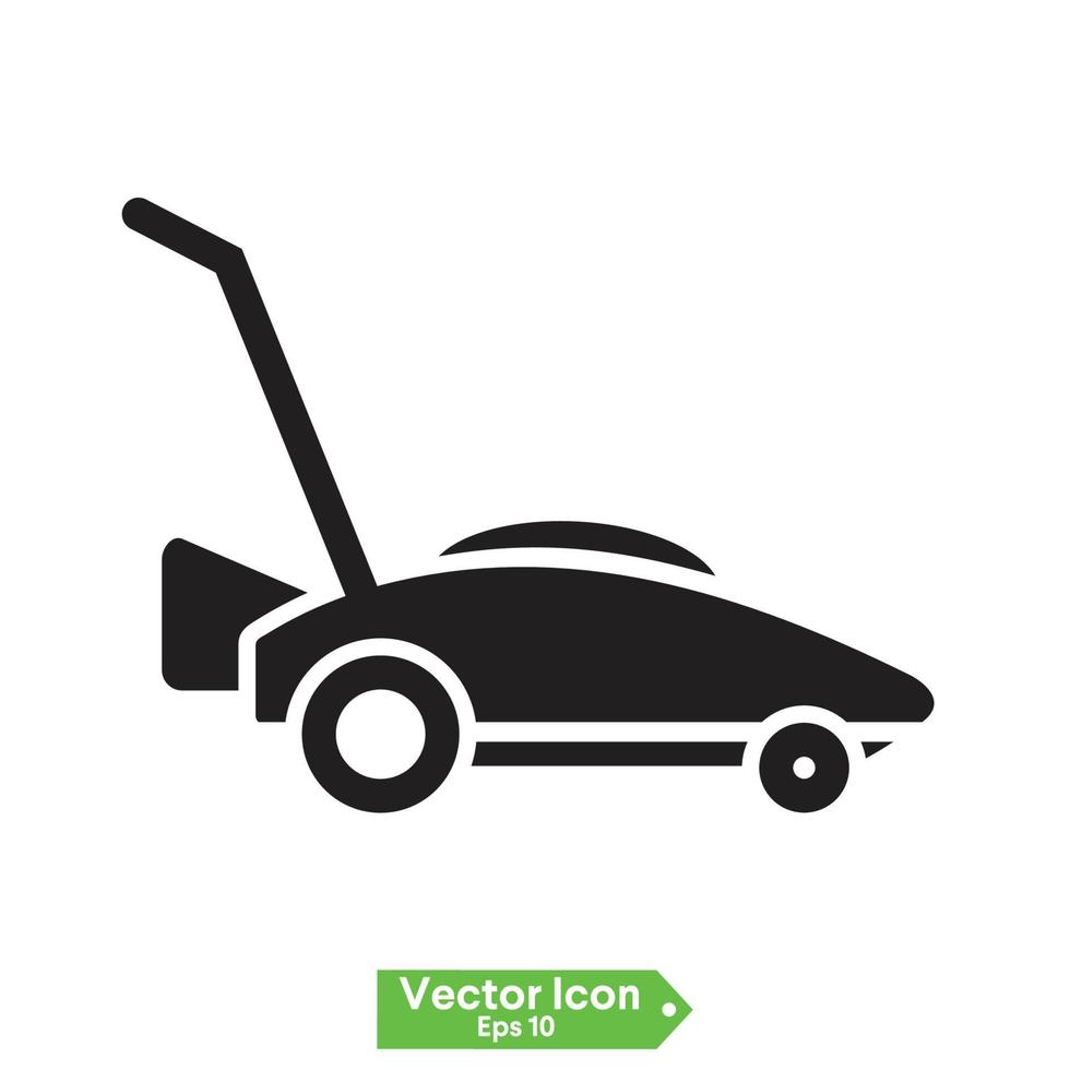 lawn mower icon. The lawn mower icon. Grass symbol. Flat Vector illustration