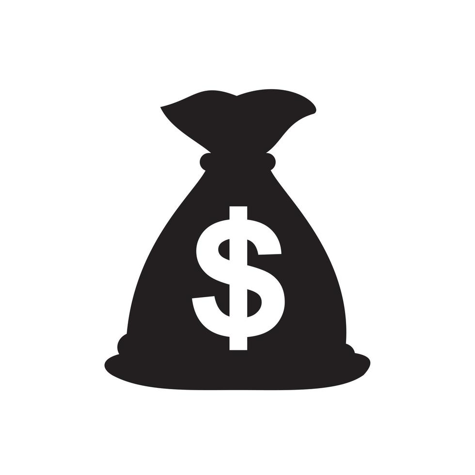 plantilla de icono de bolsa de dinero color negro editable. ilustración de vector plano de símbolo de icono de bolsa de dinero para diseño gráfico y web.