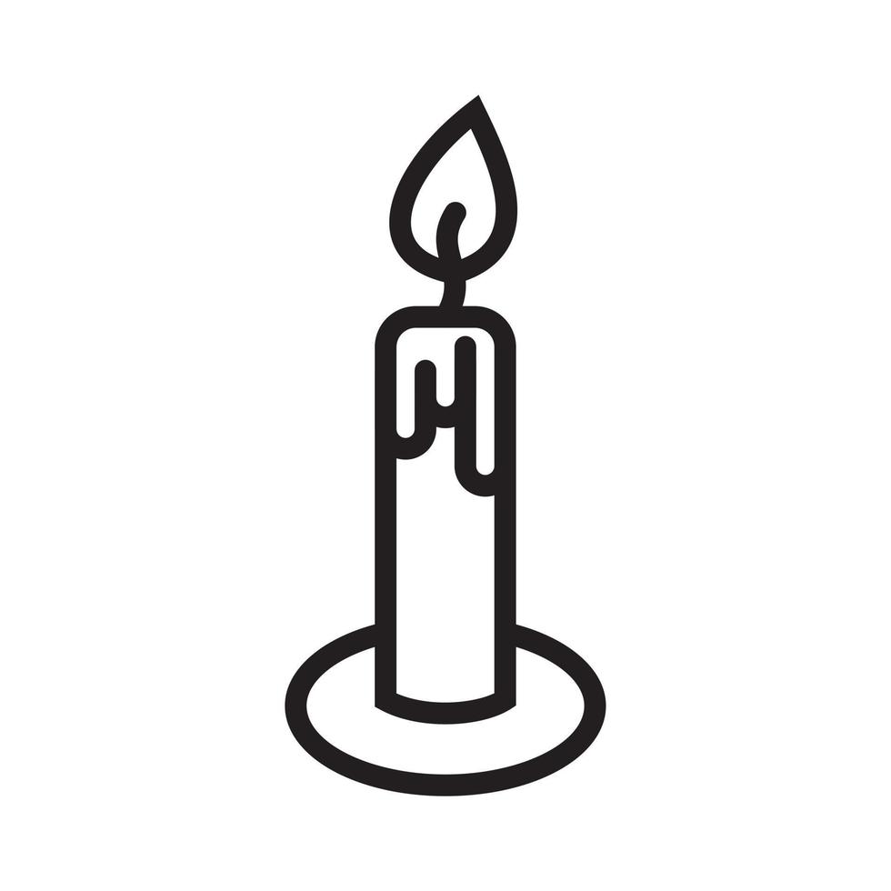 Burning candle in candle stick line icon template black color editable. candle stick line icon symbol Flat vector illustration for graphic and web design.