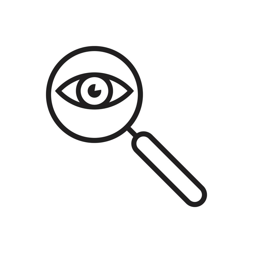 Magnifier with eye glass outline Icon template black color editable.  Magnifier with eye glass outline Icon symbol Flat vector illustration for graphic and web design.