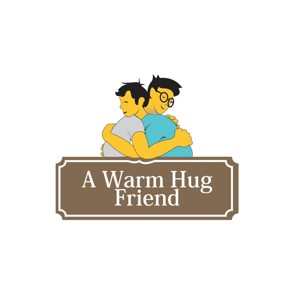 a warm hug friend with the best friends in a flat style vector