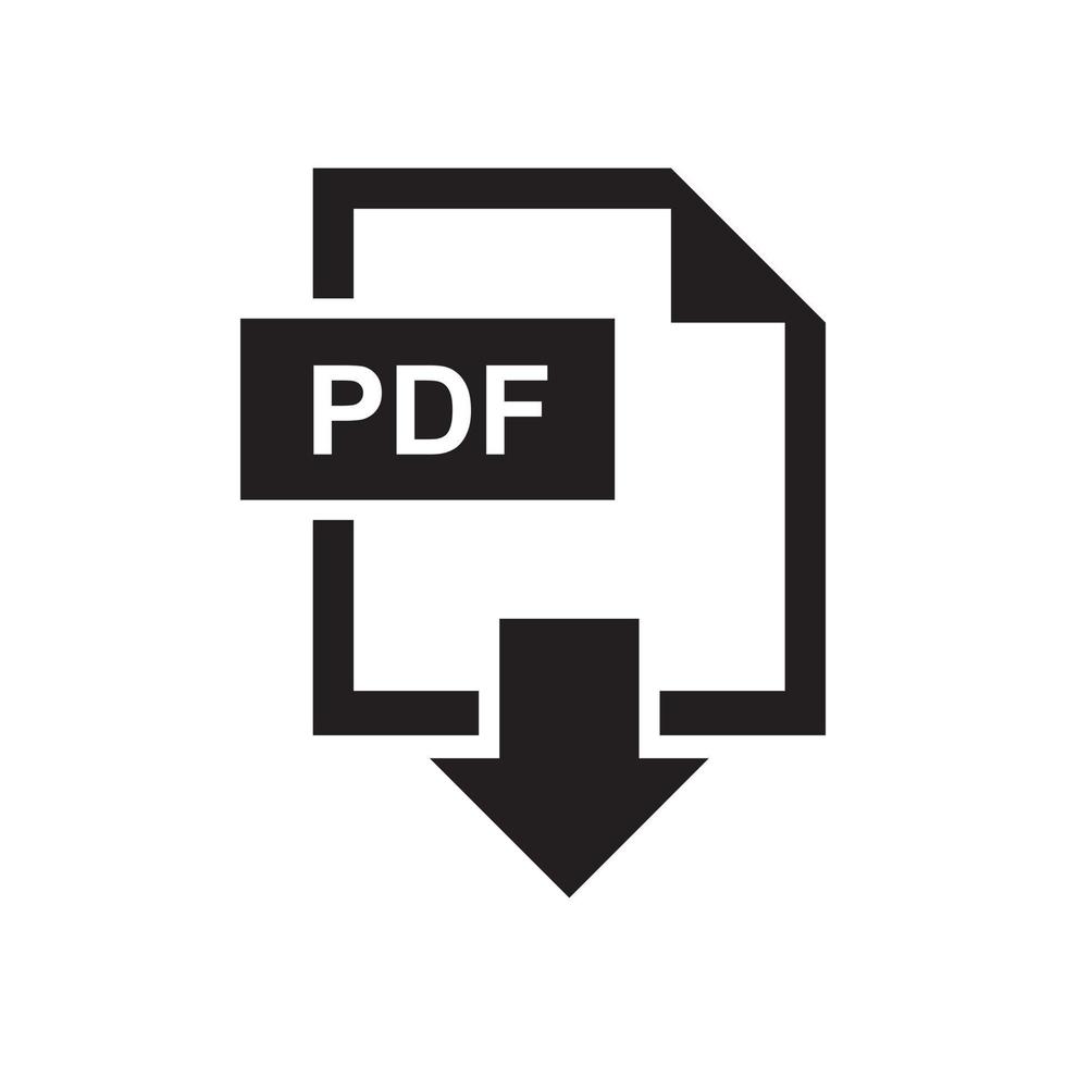 descargar plantilla de icono de pdf editable en color negro. descargar pdf icono símbolo vector plano signo aislado sobre fondo blanco. ilustración de vector de logotipo simple para diseño gráfico y web.