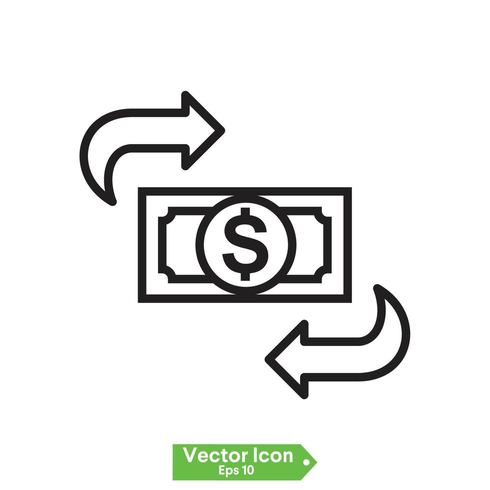 cashback icon, return money, cash back rebate, thin line web symbol on white background - editable stroke vector illustration eps10