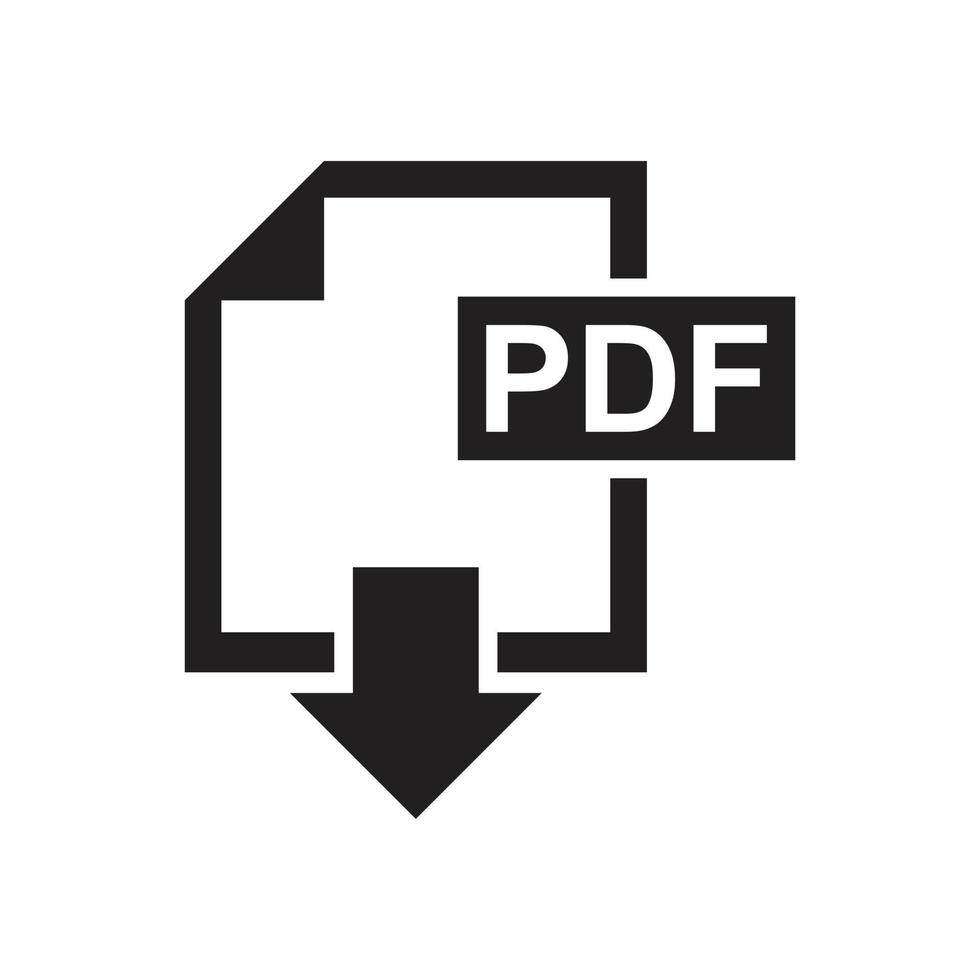 descargar plantilla de icono de pdf editable en color negro. descargar pdf icono símbolo vector plano signo aislado sobre fondo blanco. ilustración de vector de logotipo simple para diseño gráfico y web.