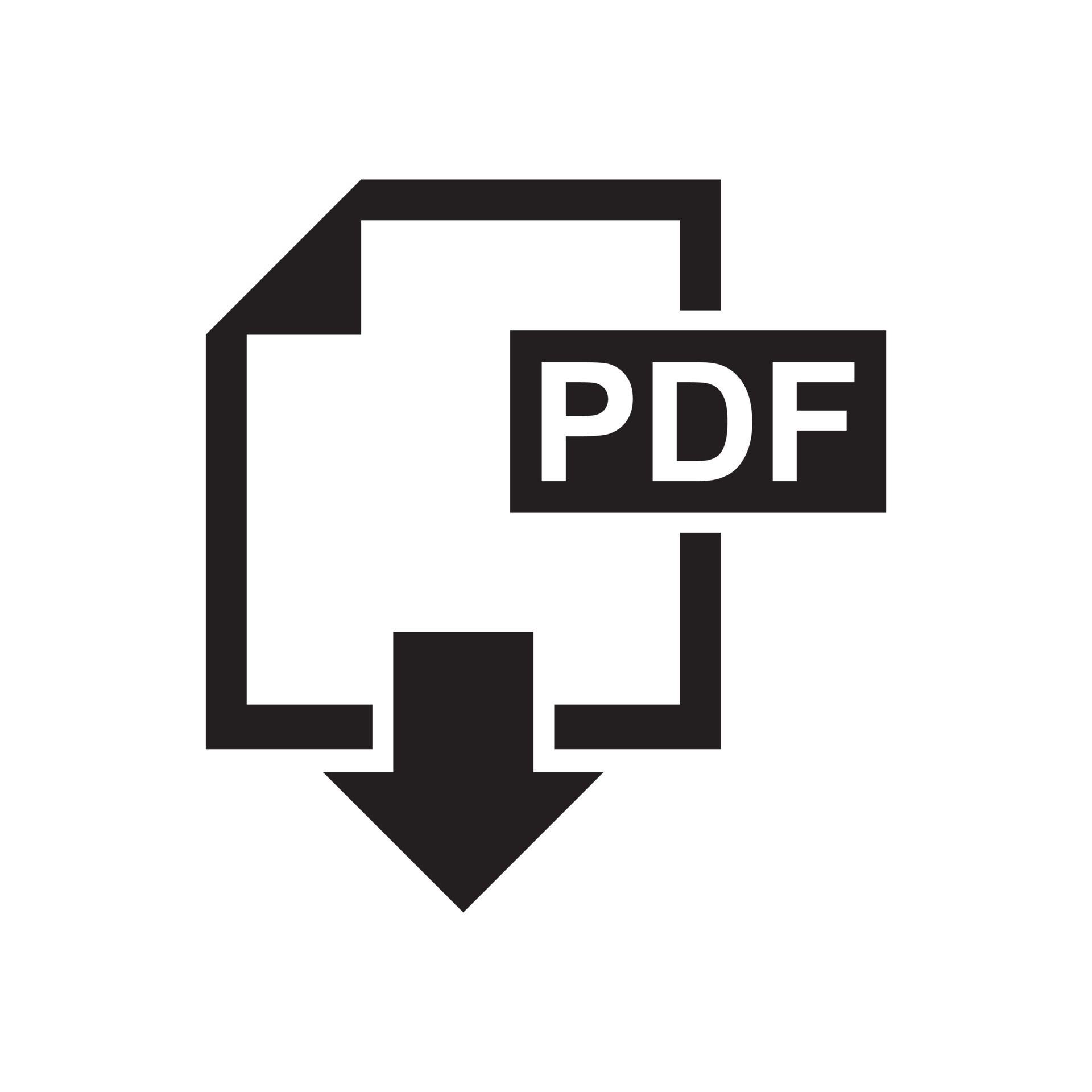 Download pdf icon template black color editable. Download Pdf icon symbol  Flat vector sign isolated on white background. Simple logo vector  illustration for graphic and web design. Free Vector