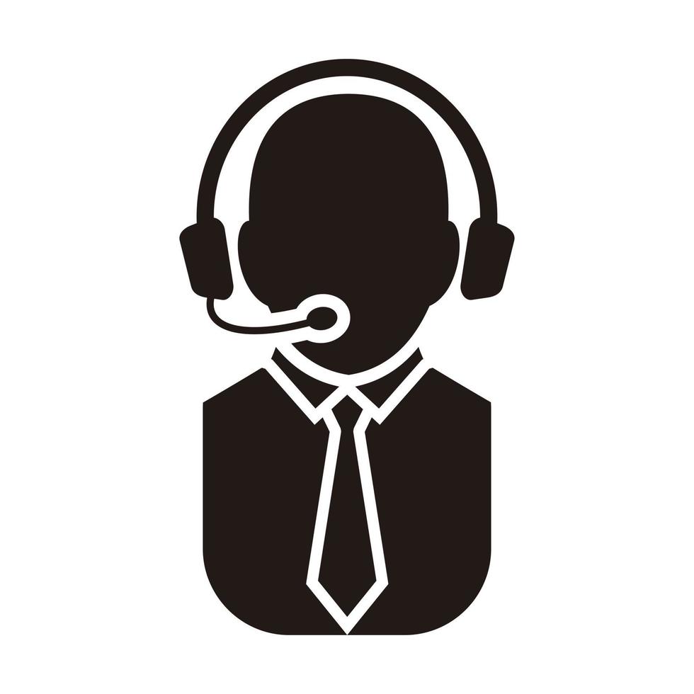 icono de telemercadeo, usuario de icono de servicio al cliente con auriculares. vector