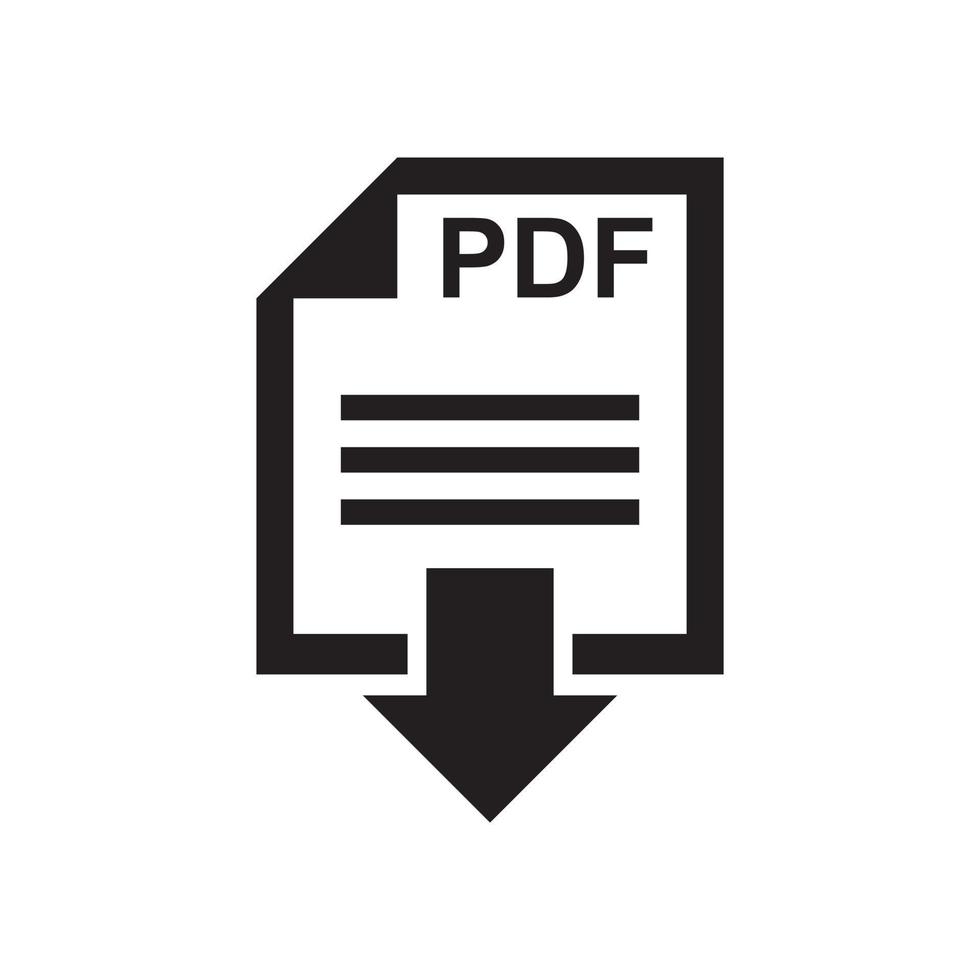 descargar plantilla de icono de pdf editable en color negro. descargar pdf icono símbolo vector plano signo aislado sobre fondo blanco. ilustración de vector de logotipo simple para diseño gráfico y web.