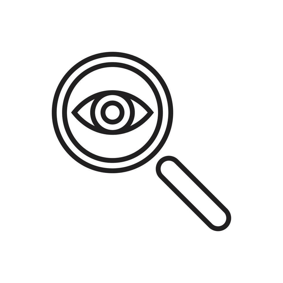Magnifier with eye glass outline Icon template black color editable.  Magnifier with eye glass outline Icon symbol Flat vector illustration for graphic and web design.