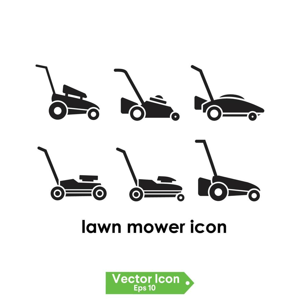 lawn mower icon. The lawn mower icon. Grass symbol. Flat Vector illustration