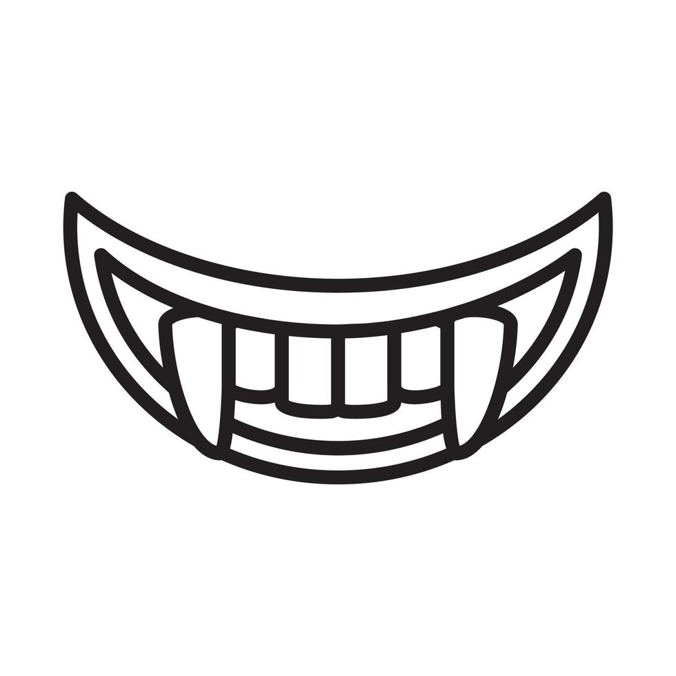 colmillos de dientes, ilustración de vector de icono de dientes de vampiro para diseño gráfico y web.