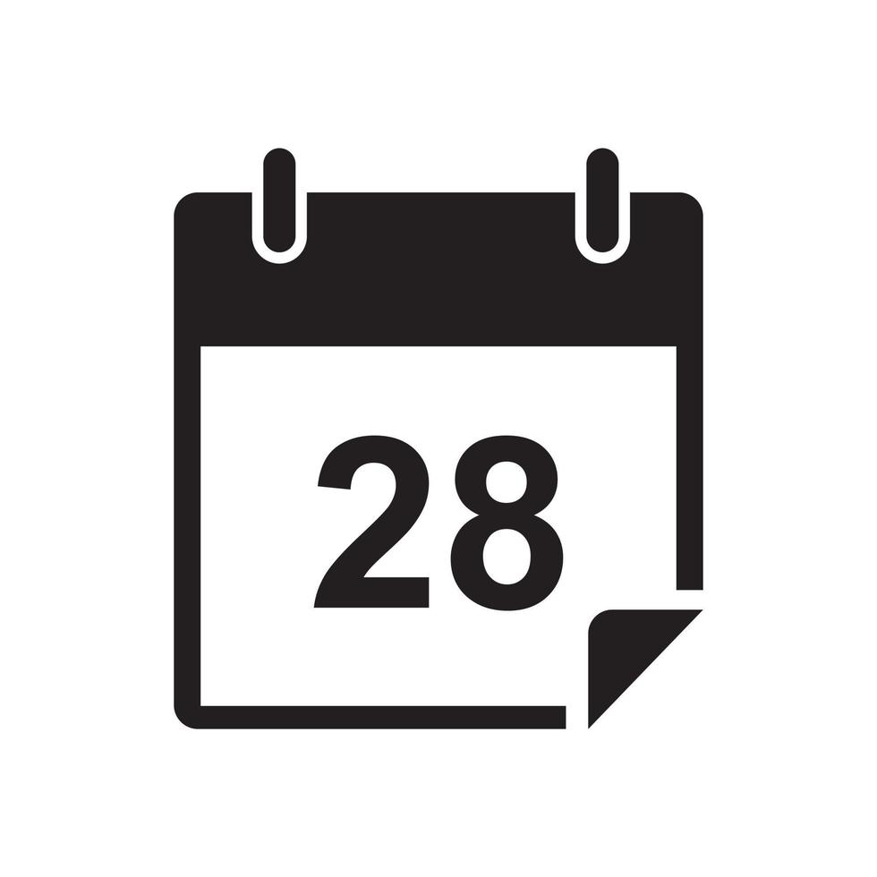 fecha del calendario, negocio de notas de fecha, plantilla de icono de evento de oficina color negro editable. ilustración de vector plano de símbolo de fecha de calendario para diseño gráfico y web.