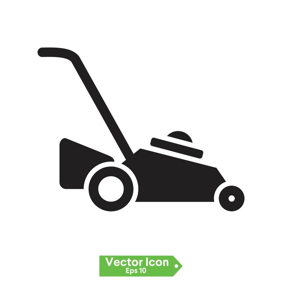 lawn mower icon. The lawn mower icon. Grass symbol. Flat Vector illustration