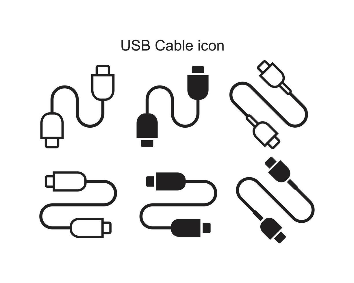 USB cable icon template black color editable. USB cable icon symbol Flat vector illustration for graphic and web design.