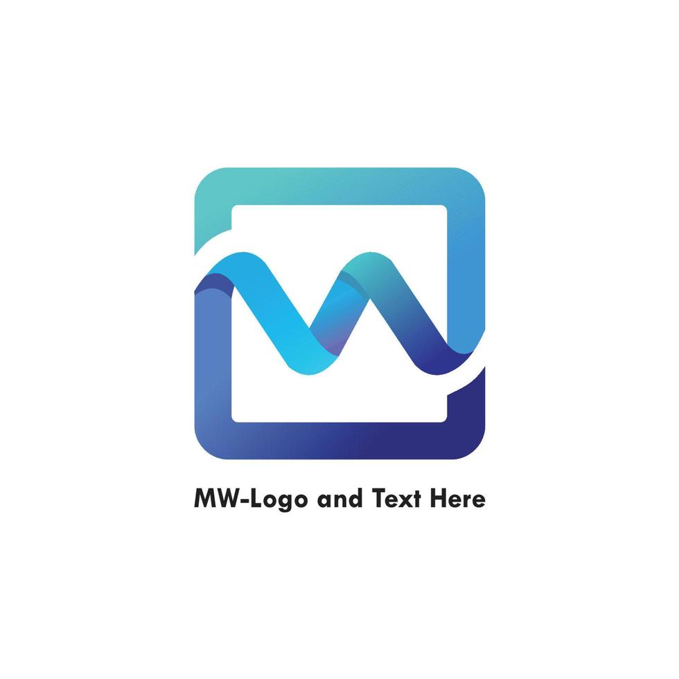 M W Initial  logo template vector