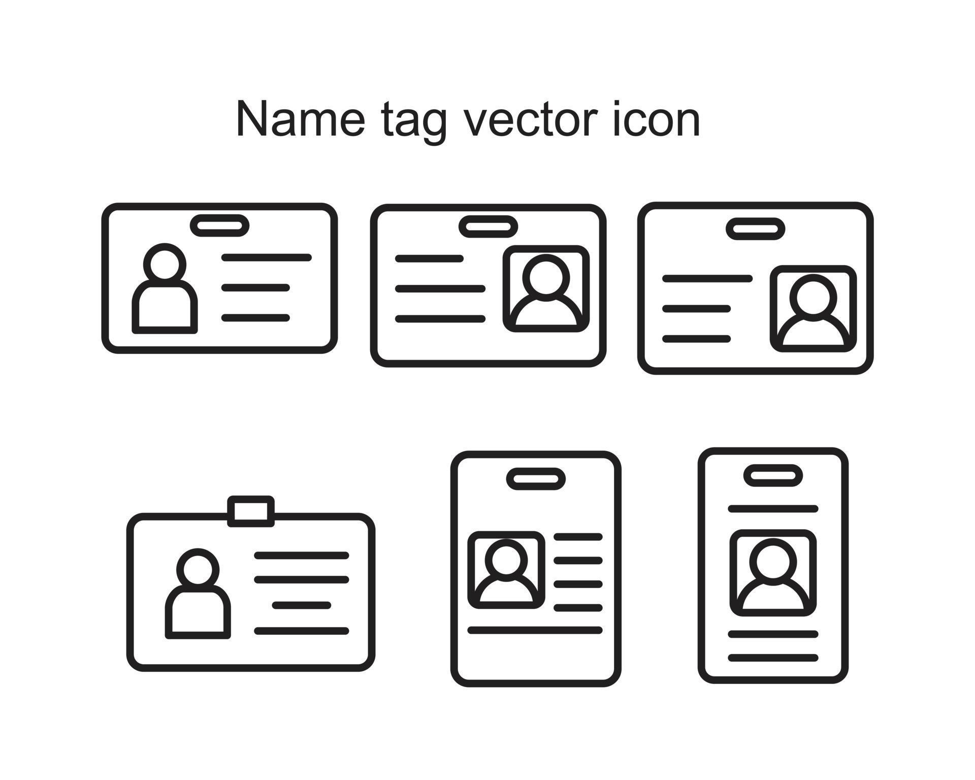 Name tag vector icon template black color editable. Name tag vector