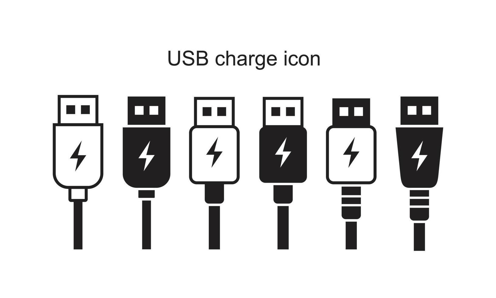 USB charge icon template black color editable. USB charge icon symbol Flat vector illustration for graphic and web design.