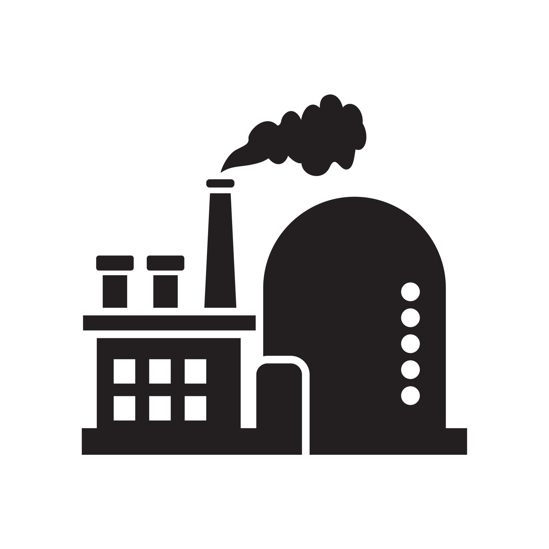 Factory eco power plants industrial icon template black color editable