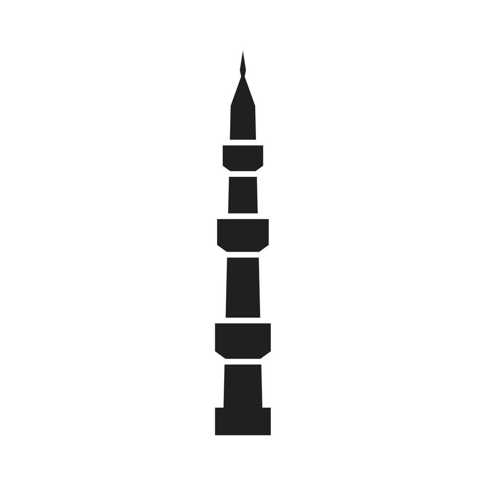 Mosque minaret icon template black color editable. Mosque minaret icon symbol Flat vector illustration for graphic and web design.