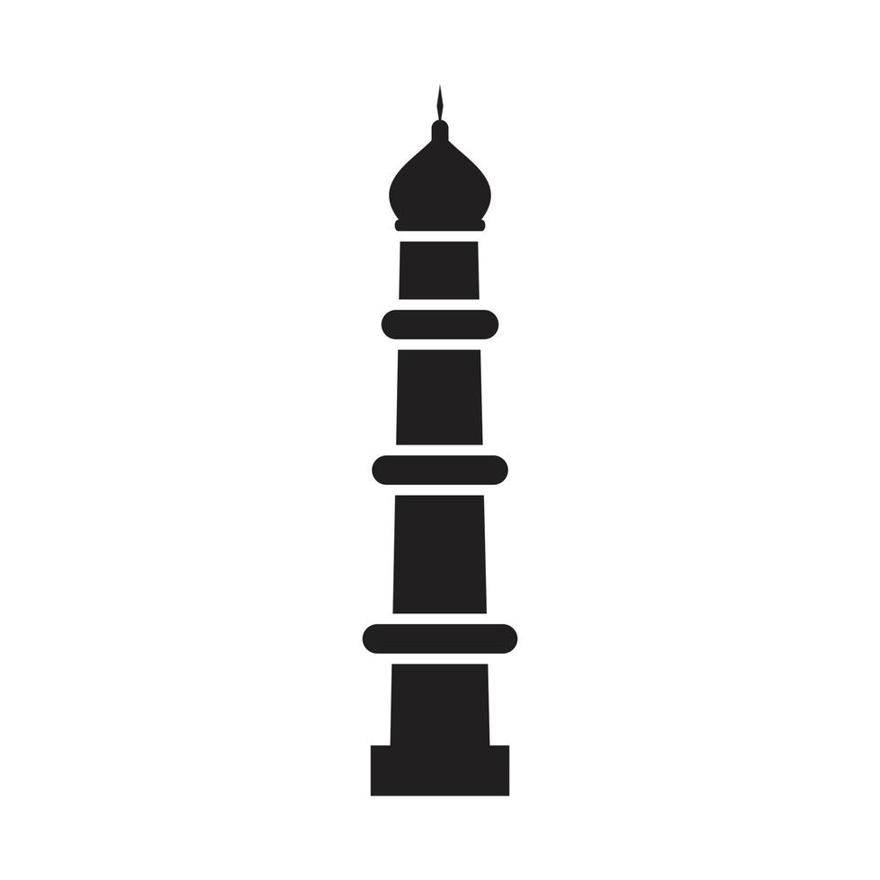 plantilla de icono de minarete de mezquita color negro editable. ilustración de vector plano de símbolo de icono de minarete de mezquita para diseño gráfico y web.