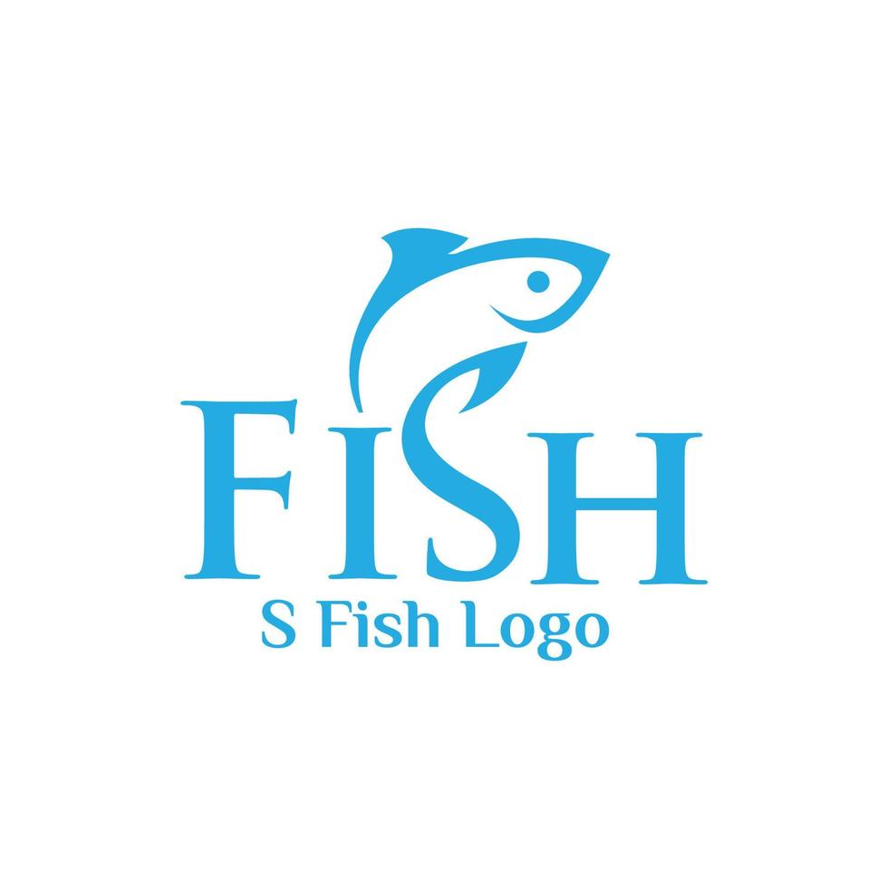 Letter S fish logo design. Vector combination of animals and letter