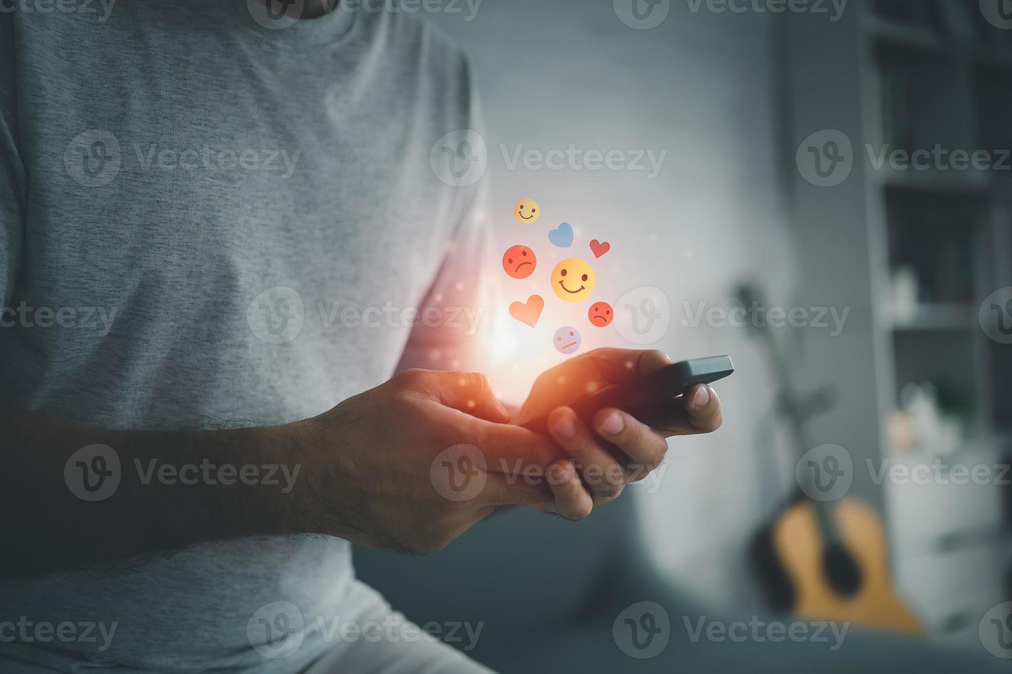 Man using smartphone on table, Business concept smart phone technology conversation conferrence. photo