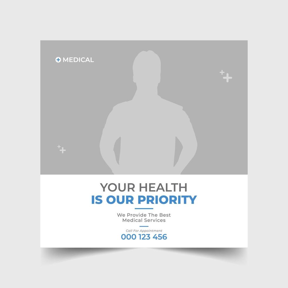 Medical social media post and web banner template Free Vector