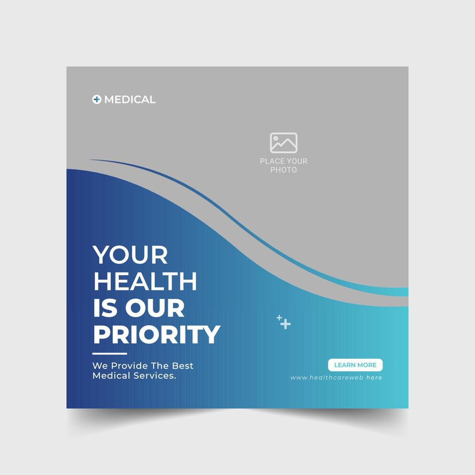 Medical social media post and web banner template Free Vector