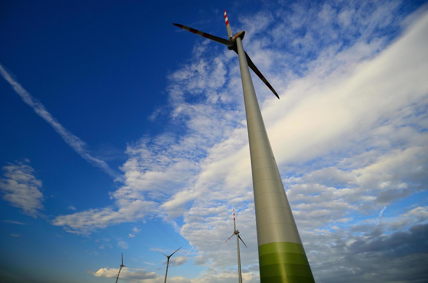 high windmills and sky photo
