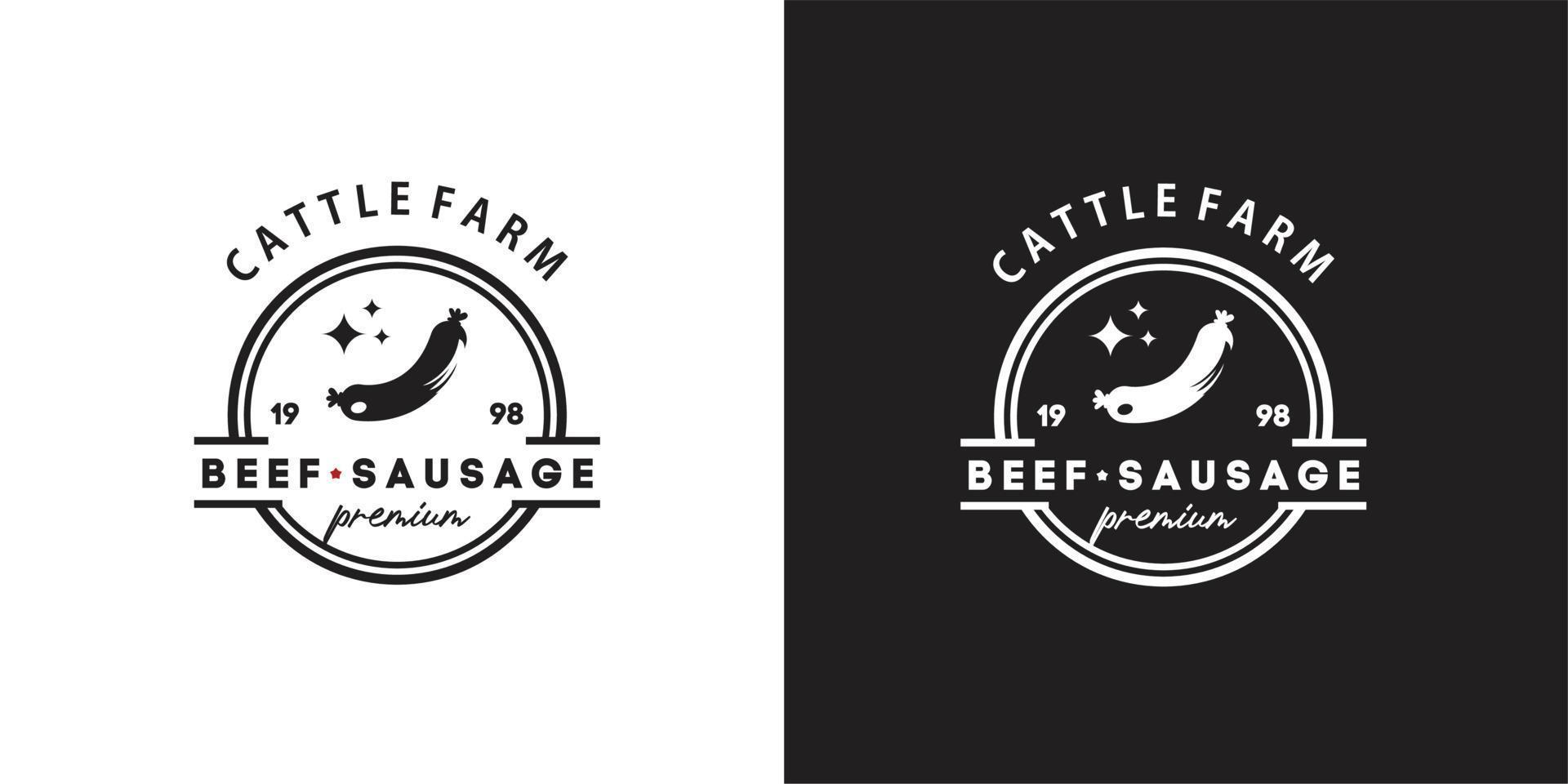 Vintage Logo illustration beef sausage for bar and grill vector