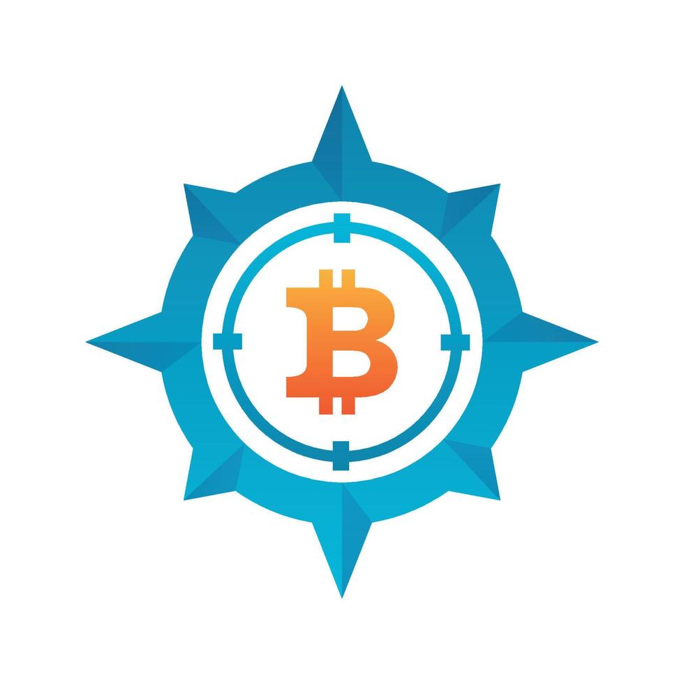bitcoin compass logo design template icon vector