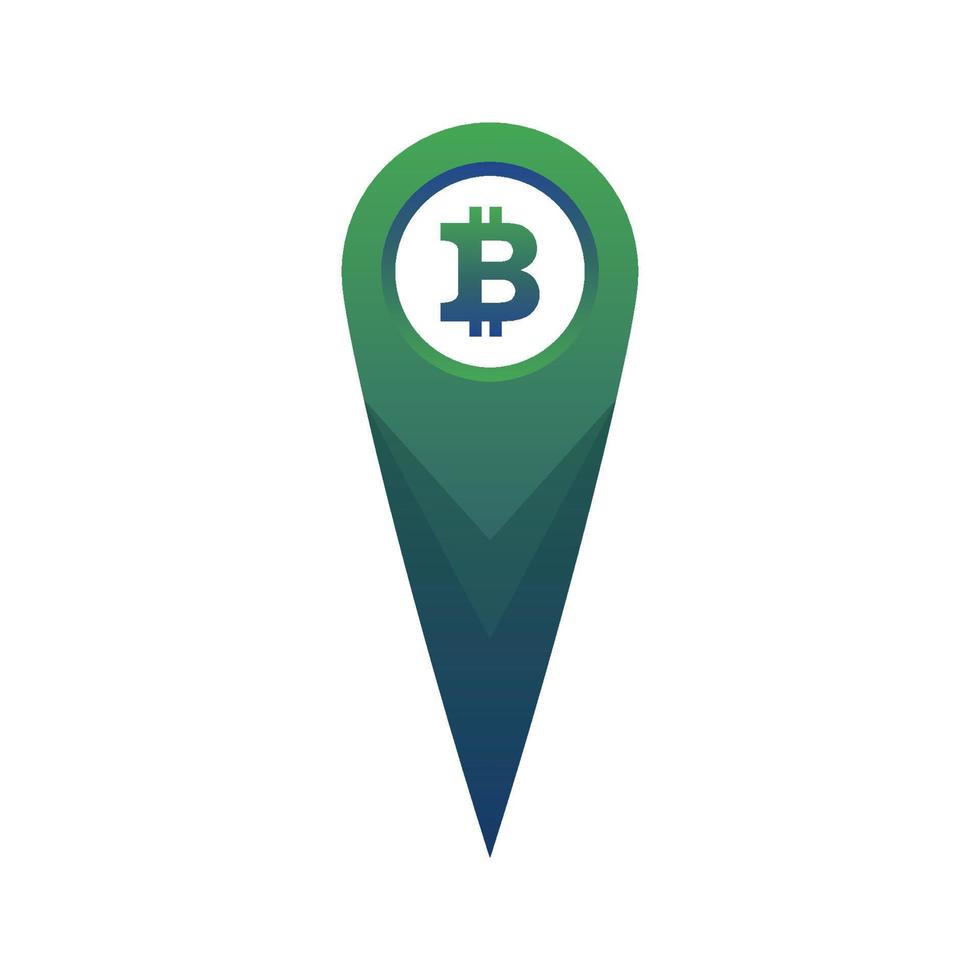 bitcoin location logo element design template icon vector
