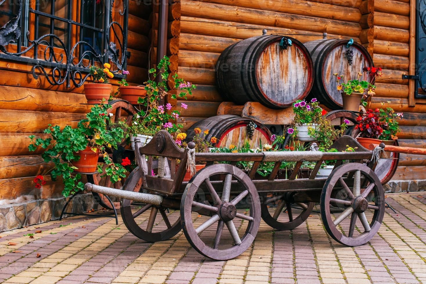 wooden wheel cart photo