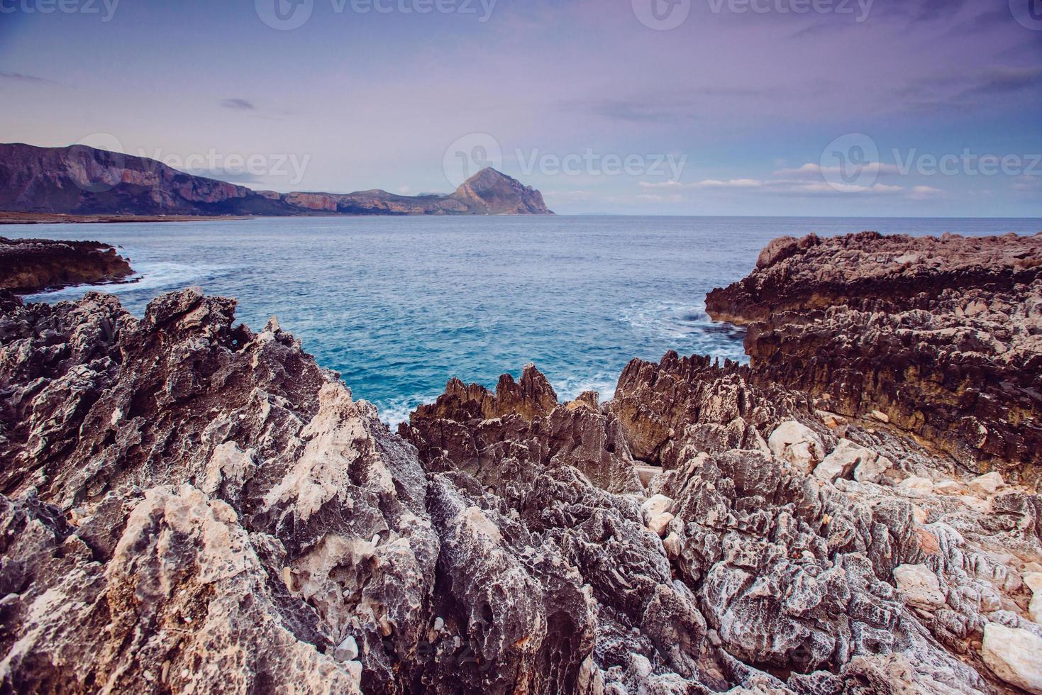 Sea coast and rocky beach photo