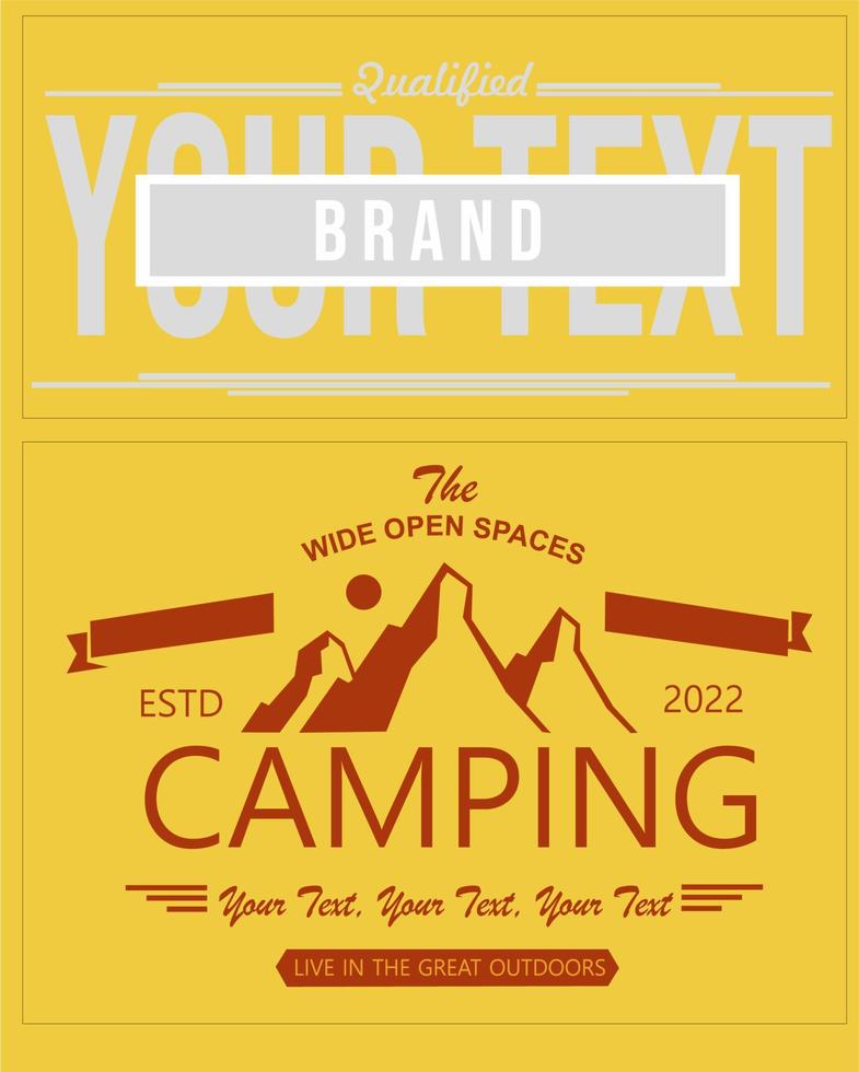 two mountain icon vector logo design with yellow bayground