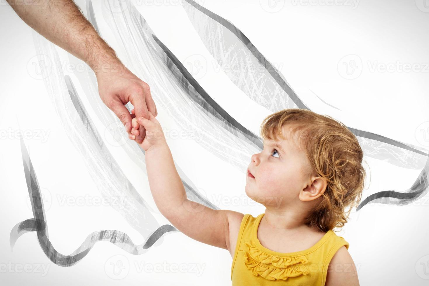 hands of the mother and baby isolated on white background photo