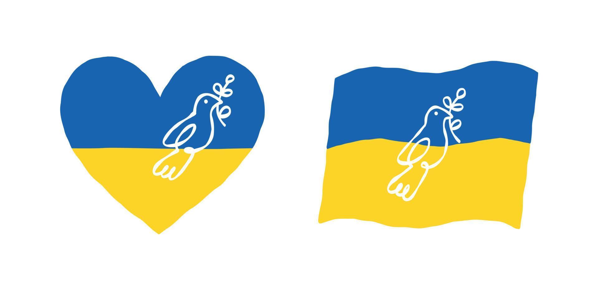 flag of Ukraine in heart shape. Vector illustration. Ukrainian national symbol.