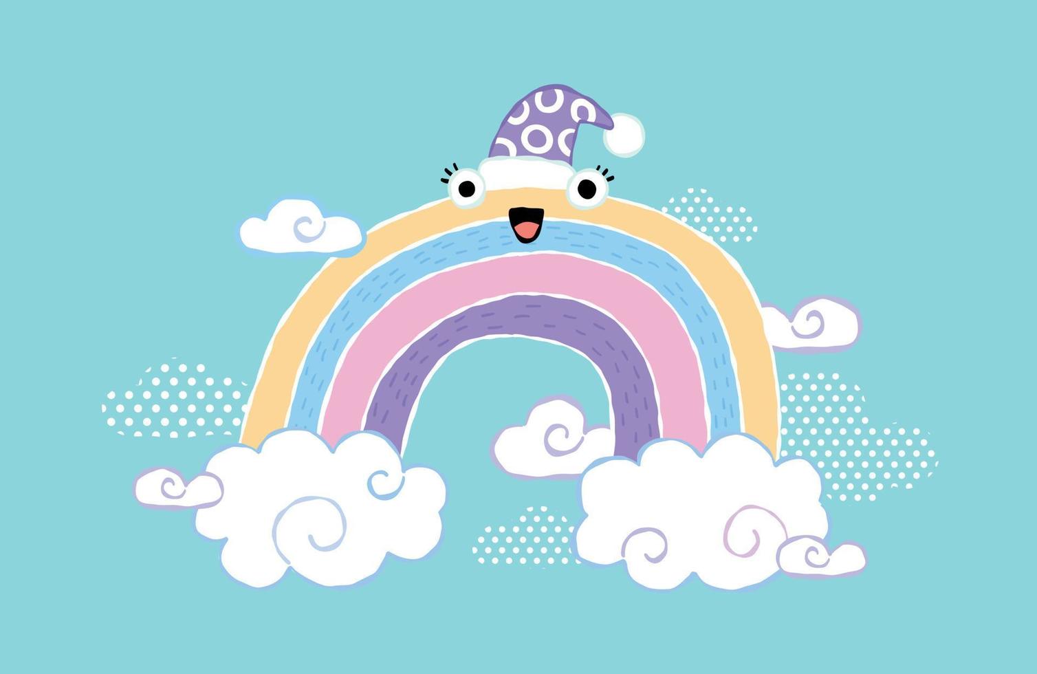color pastel niño ilustración arco iris y nubes vector