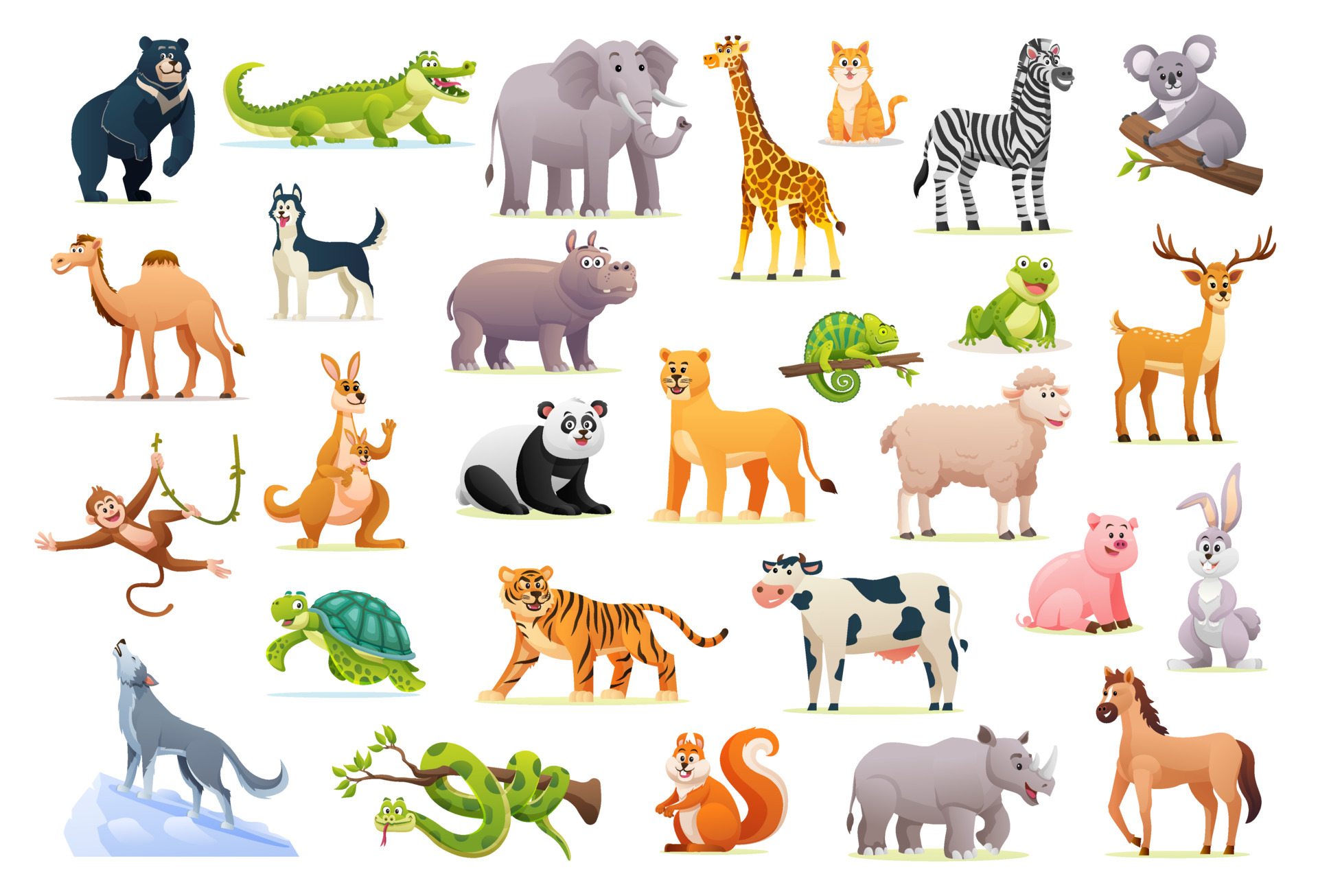 Set of cute wild animals in cartoon style 6696069 Vector Art at Vecteezy Set of cute wild animals in cartoon style 6696069 Vector Art at Vecteezy