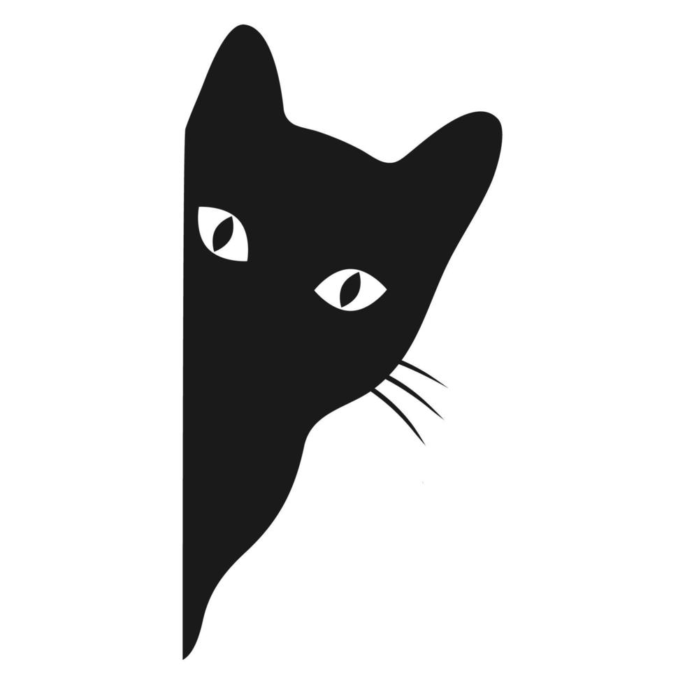 ilustración de un gato negro asomándose desde la esquina vector