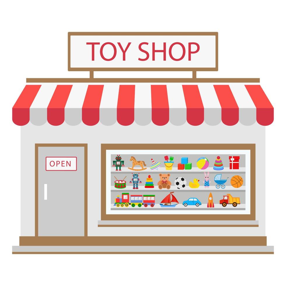 Toy shop isolated on white background. vector