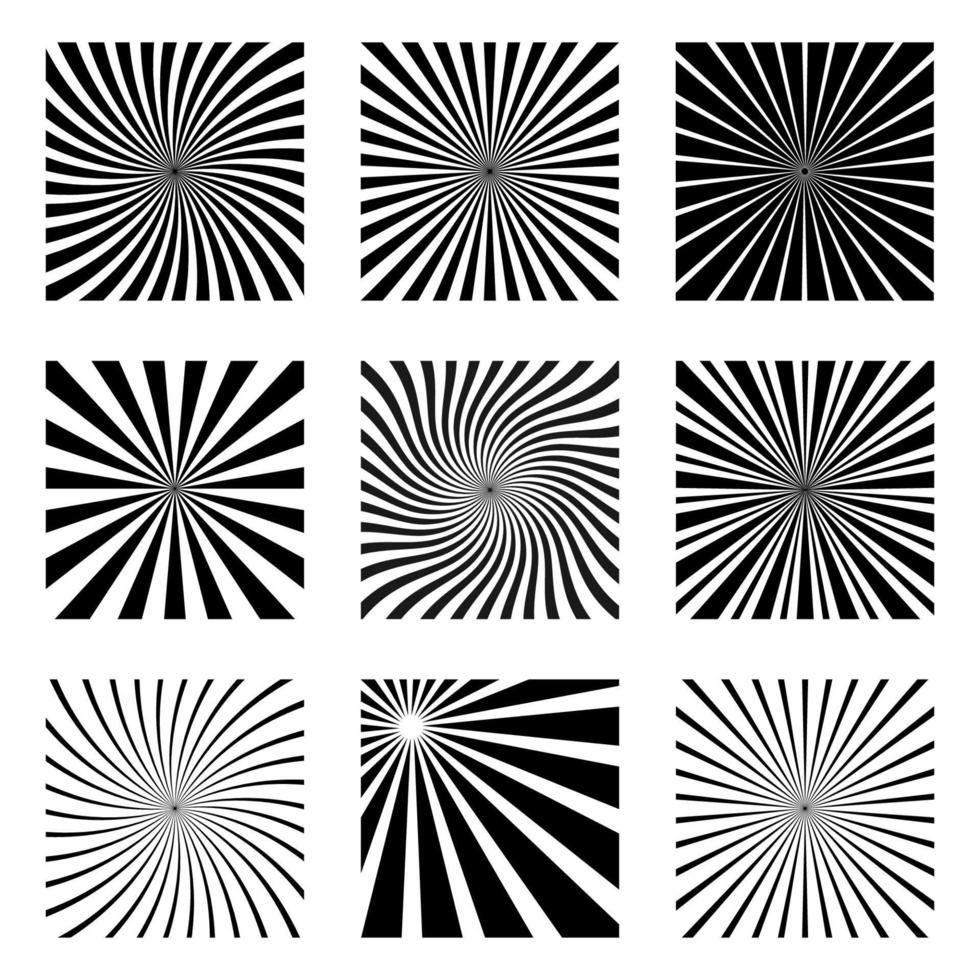 Illustration of an abstract set of black sun rays vector