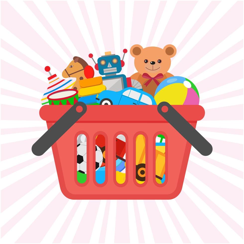 children's toys in the cart. vector