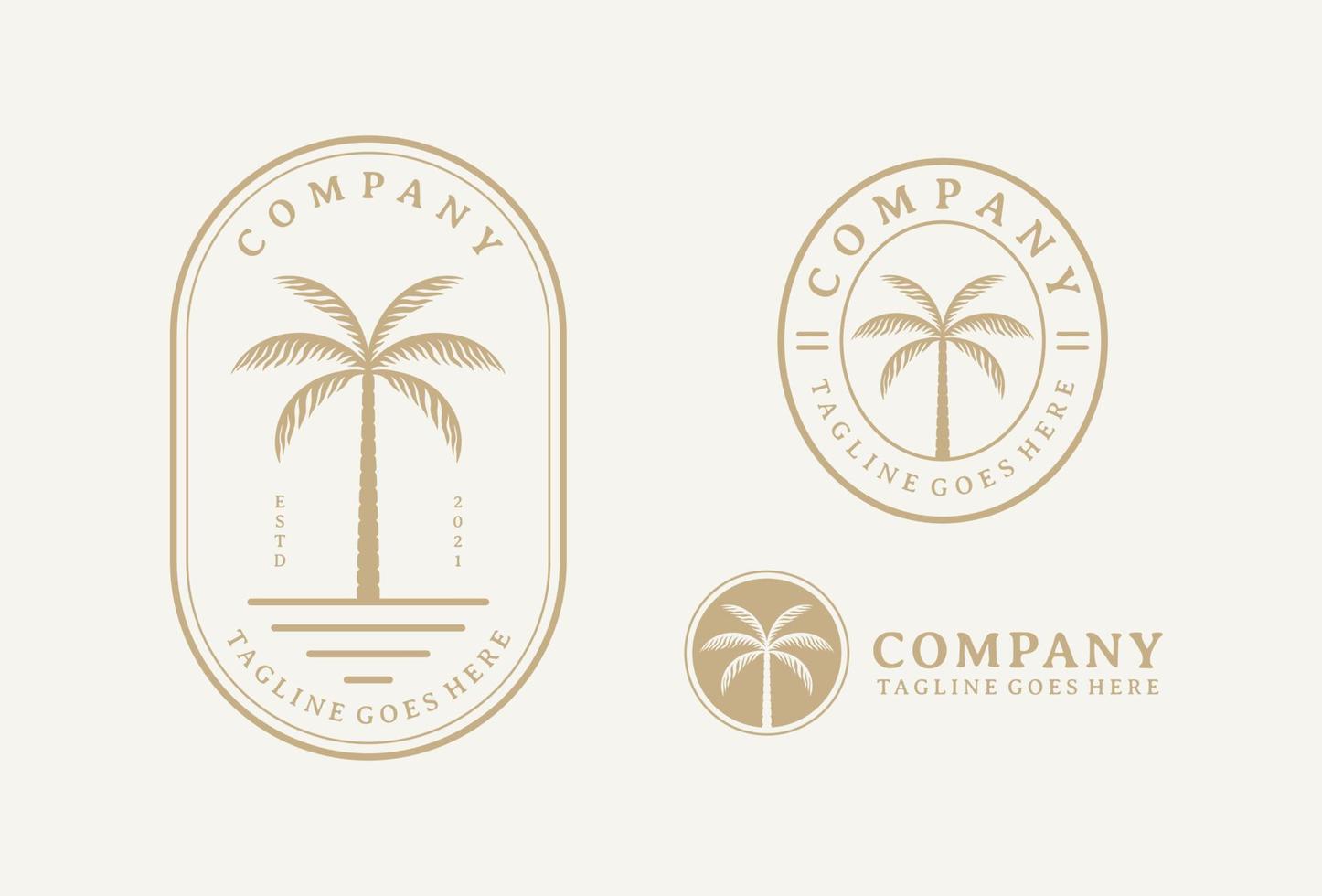 Palm tree vintage logo design template vector