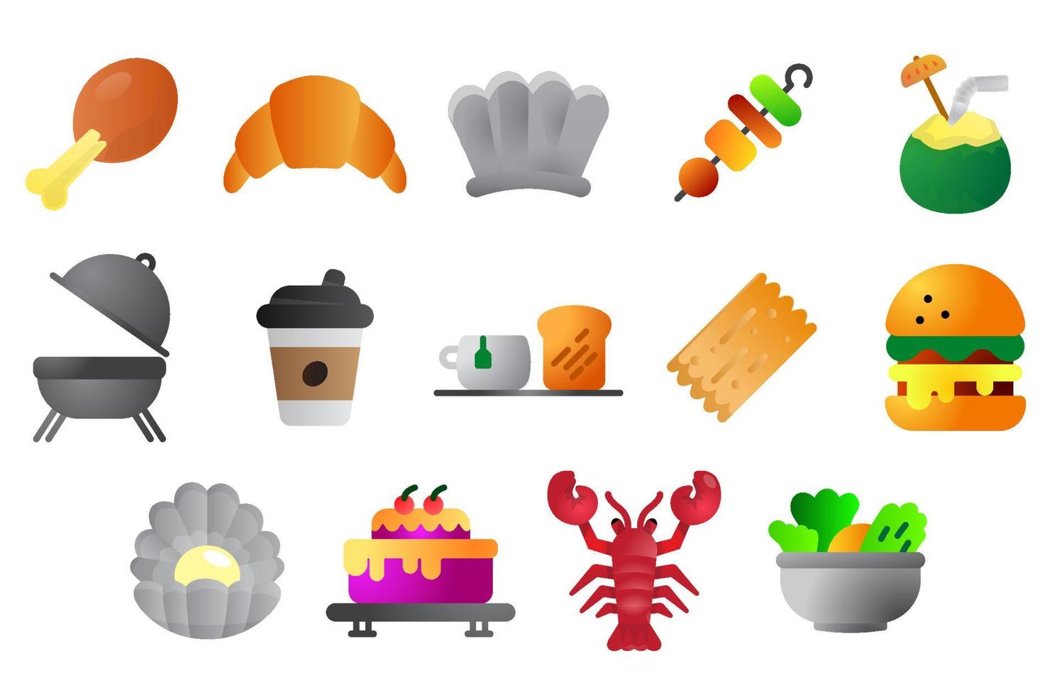 foods collection icon or stickers, best used for restaurant vector