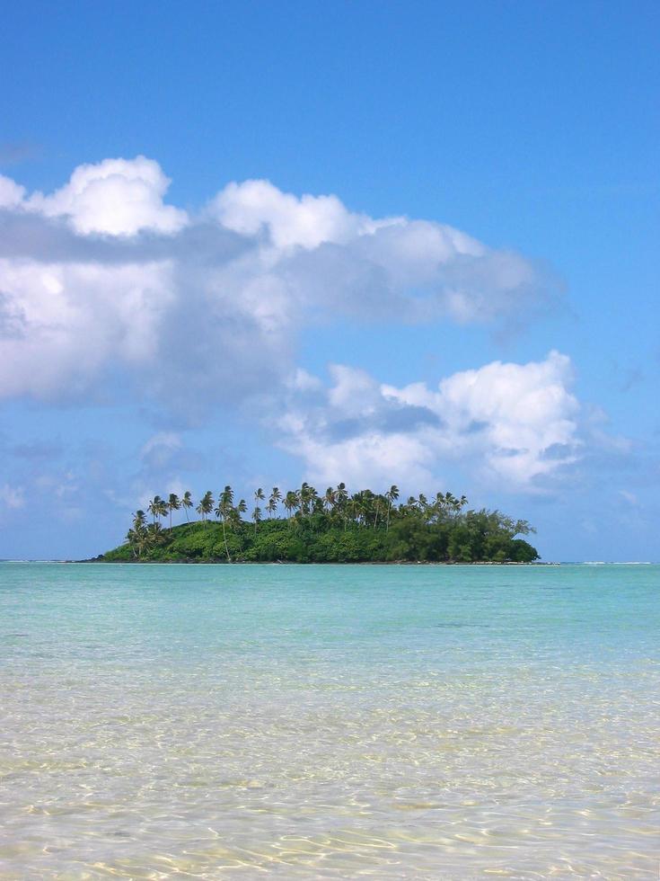 Cook Islands tropical island in lagoon photo