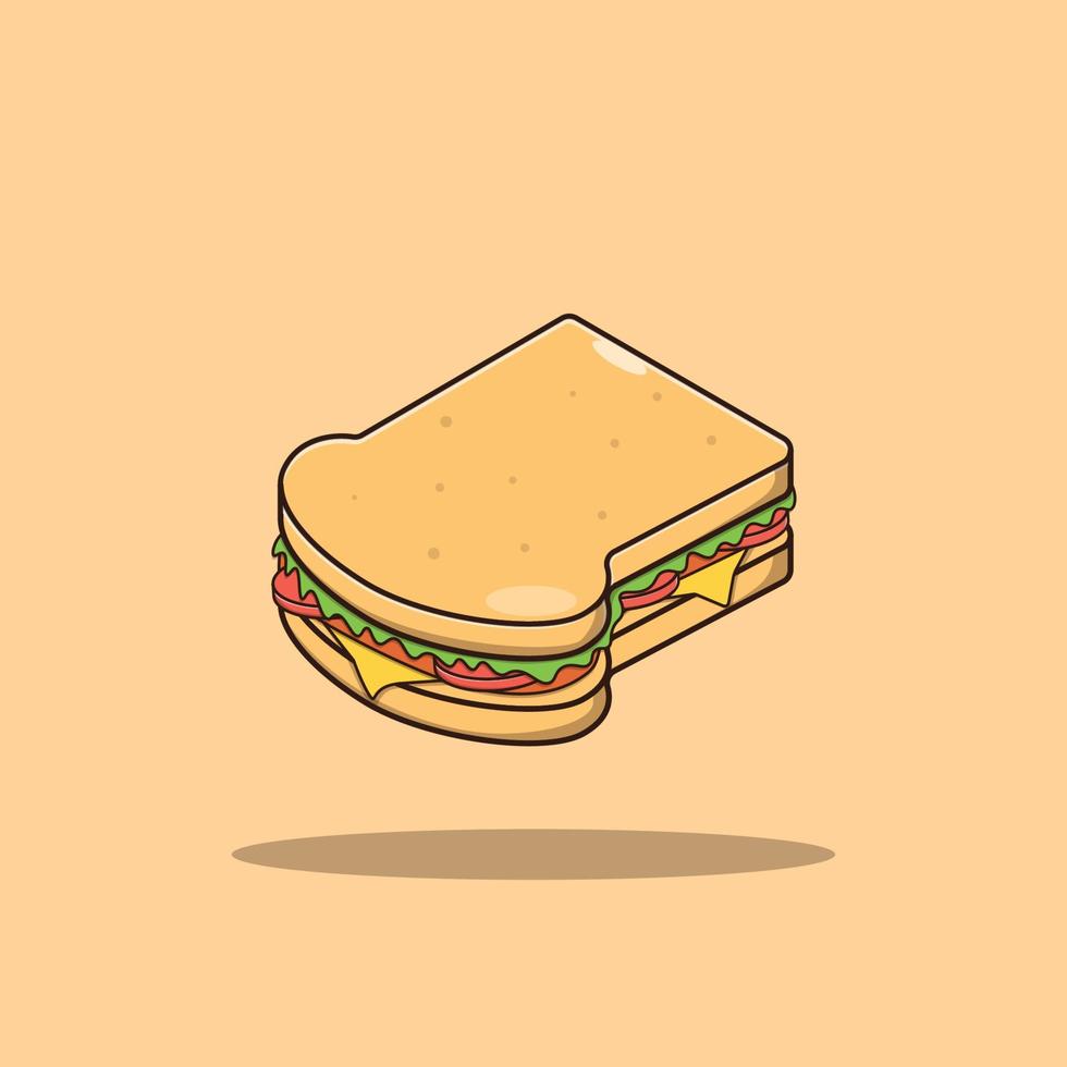 ilustración de icono de vector de sándwich, colección de comida rápida