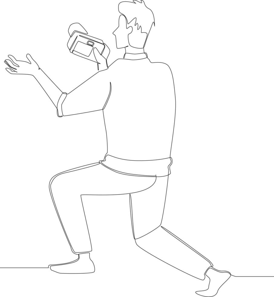 Simple continuous line, Photographer giving instruction about style in photo. Scenes from the Studio. vector